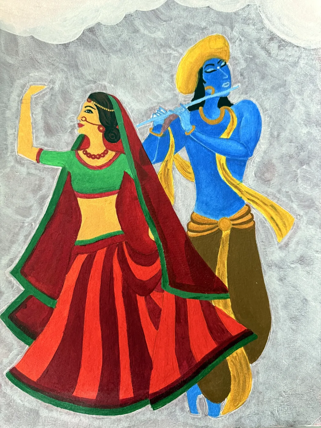 Radha and Krishna, painted by Anuja